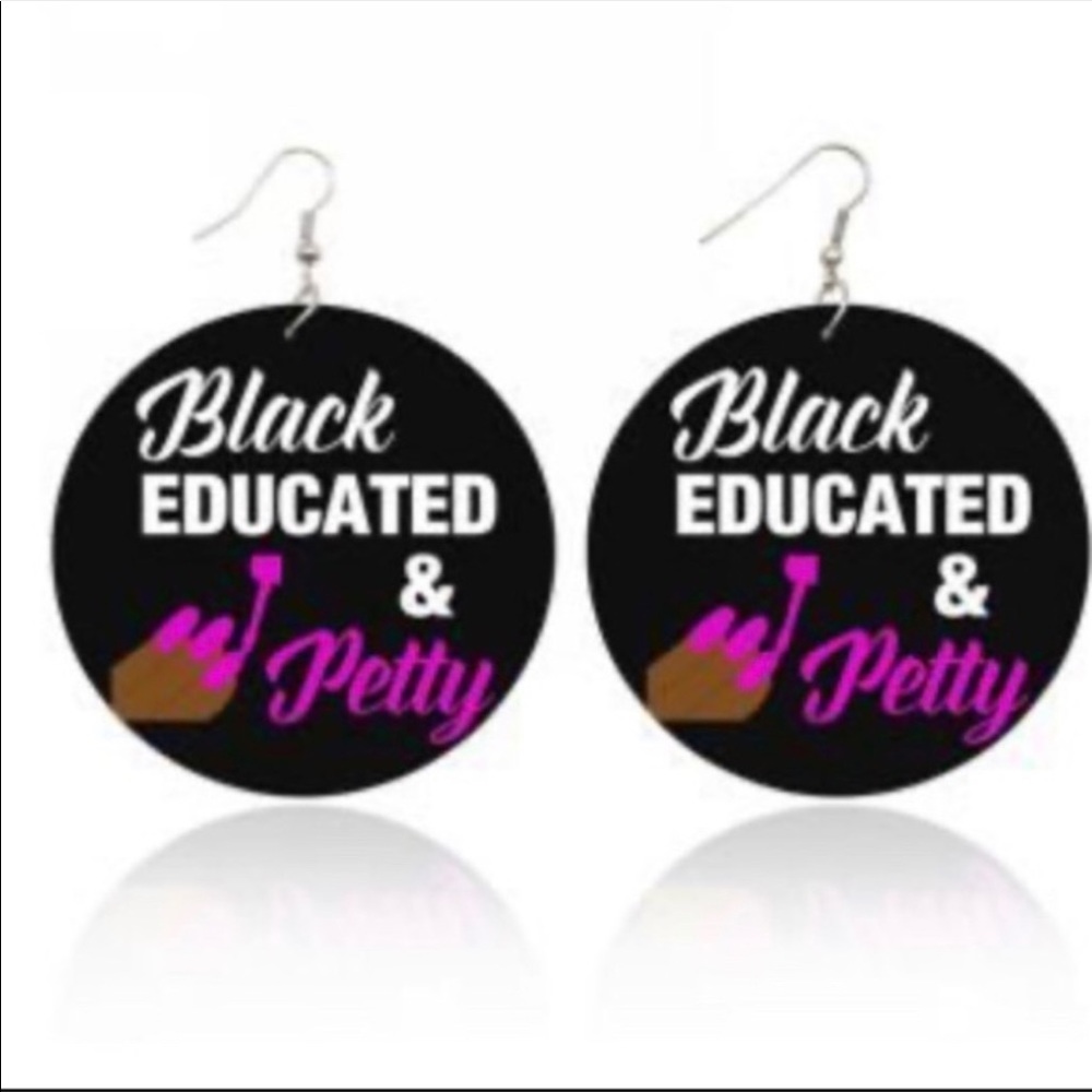 Black educated and petty wooden earring